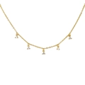 Collana minimalista in oro con cinque pendenti in zircone a forma di V su catena fine - Collana in Zircone a Triangolo - Oro