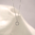 Elegante S925 sterling zilveren geometrische cirkelketting met glinsterende zirkonia - Geometrische Cirkel Ketting