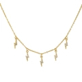 S925 sterling silver lightning tassel necklace with glittering zircon stones for women - Gold