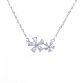 Close-up of elegant flower pendant with clear zircon petals on a silver chain - White Gold Color Zirconia Flower Necklace