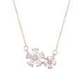 Elegant rose gold cherry blossom necklace with pear-cut rhinestone double flower pendants - Rose Gold Color Zirconia Flower Necklace