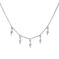 Elegant S925 silver necklace featuring five sparkling lightning pendants with pavé crystals - White Gold