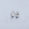 Detailed view of S925 sterling silver stamp on minimalist chain link hoop earrings - Geometric Chain Earrings - Platinum Wide