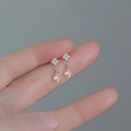 Elegant champagne pear-shaped zircon drop earrings in minimalist silver setting - Orange Water Drop Zirconia Stud Earrings-Platinum Color