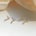 Elegant gold and silver stud earrings with square zircons and clear teardrop pendants - Orange Water Drop Zirconia Stud Earrings-Gold Color