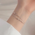 S925 sterling silver Mobius double-layered bracelet featuring a minimalist twisted design - Silver Mobius Double Layer Bracelet
