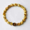Faceted 8mm gold tiger eye stone bracelet with 10mm wheel spacer and metallic beads - Single Loop Bracelet