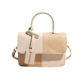 Elegante borsa a tracolla quadrata bicolore bianco crema e beige con manico rotondo - Bianco Sporco
