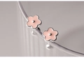 Pink enamel flower stud earrings with S925 silver finish for women in a fresh style - Drip Glue Flower Screw Stud Earrings - Pink