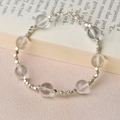 Minimalist clear crystal 10mm bead bracelet with S925 silver faceted spacers and lobster clasp - Single Loop Bracelet
