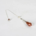 Sparkling brown goldstone dowsing pendulum pendant with silver floral cap and chain - Gold Sandstone