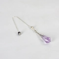 Polished amethyst crystal pendulum pendant with ornate silver metal cap and chain - Amethyst