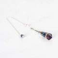 Natural purple and green fluorite crystal pendulum pendant necklace with silver chain - Fluorite