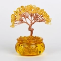 Arbre de cristal jaune fait main avec fil de cuivre et socle en résine porte-bonheur doré - Bassin au Trésor - Citrine