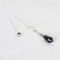 Blauwe zandsteen hexagonale kegel pendel hanger met zilveren ketting - Blauwe Goudsteen