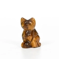 Tiger's Eye gemstone cat figurine carving with natural golden brown stripes - Tiger's Eye