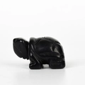 Polished black obsidian turtle carving ornament for home and office desk decor - Obsidian