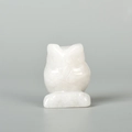 Figurine de chouette en cristal blanc naturel avec détails et texture sculptés à la main - Cristal blanc