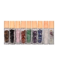 Set di 9 bottiglie roller in vetro da 10ml con tappi in legno e pietre preziose naturali - Bottiglia a Rullo Coperchio Venature Legno / Ametista