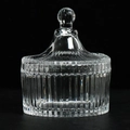 Round base glass jar with vertical stripes for natural citrine stones decor - Empty Jar Style