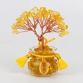 Árbol de dinero de citrino amarillo con base de vidrio y colgante decorativo - Citrino