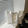 Borsa tote in nylon bianco con coulisse e tasche laterali per il pendolarismo quotidiano - Bianco