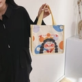 Simpatica borsa in tela con manici gialli e illustrazione a fumetti per il lavoro - Giallo