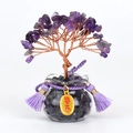 Árbol de la fortuna de amatista en frasco de vidrio con borla y colgante de la suerte - Amatista