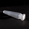 Polished white selenite crystal energy wand with a spiral texture and square base - Selenite High Tower (20CM)