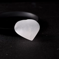 Heart shaped white selenite crystal carving with wing pattern for energy healing - Selenite Heart Shape