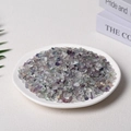 Polished colorful fluorite crystal chips in a ceramic tray for home decor - 5-7mm 100g