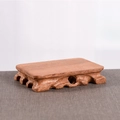 Classic mahogany rectangular wooden base with antique carved legs for display - Flat Base / Medium / Reddish Brown