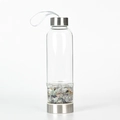 Crystal energy glass bottle with silver accents and colorful natural stones compartment - +3.50 / Fluorite