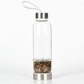 Botella de agua de vidrio con piedras ojo de tigre y tapa de metal plateada - Ojo de tigre