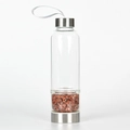 Botella de vidrio para agua con cristales de energía y tapa de acero inoxidable - Ágata Roja del Sur