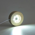 Base ronde minimaliste en bois avec LED et câble USB pour boules de cristal - Blanc / Rond / Petit