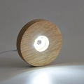 Support rond en bois LED avec câble USB pour boules de cristal en hêtre naturel - Blanc / Rond / Grand