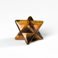 Ornamento de estrella Merkaba de piedra ojo de tigre natural con rayas marrones - 1.3cm / Ojo de tigre