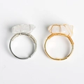 Handmade wire wrapped natural clear crystal rings in gold and silver finish options - Gold Style / White Crystal