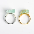 Handmade wire wrapped natural green crystal ring in gold and silver adjustable finish - Fluorite