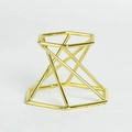 Modern geometric gold metal stand with twisted hexagonal structure for crystal balls - Gold Hexagonal Spiral