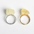 Handmade wire-wrapped adjustable ring featuring raw yellow citrine stone in gold and silver - Citrine