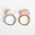 Handmade rose quartz wire wrapped ring set in gold and silver adjustable finish - Rose Quartz