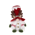 Gnome de Noël avec bonnet à bois et barbe blanche sur un fond blanc propre et épuré - Poupée à Tresse avec Haut-de-Forme et Bois