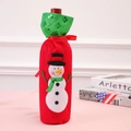 Housse de bouteille de vin de Noël avec broderie bonhomme de neige et sequins verts - Bonhomme de Neige