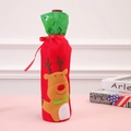 Sac à vin de Noël avec broderie renne et paillettes vertes étincelantes - Renne de Noël