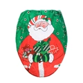 Christmas Santa toilet lid cover featuring teddy bear and candy cane on green background - Santa Claus Style B