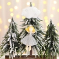 Elegante angelo di Natale con paillettes argento e piume bianche per decorazione dell'albero - Angelo Nuvola in Piedi Grigio