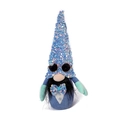 Funny blue sequined gnome doll with sunglasses and black beard for home decor - Male with Glasses / Blue