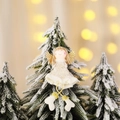 Élégante décoration d'ange en plumes blanches pour sapin de Noël avec ailes dorées pailletées - Ange debout doré